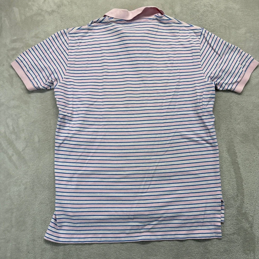 Vintage Polo Ralph Lauren Polo Shirt Mens L Pink Striped Short Sleeve Preppy Y2k